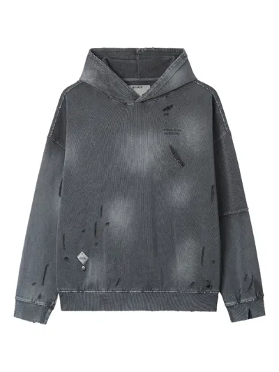 Musium Div. Distressed Panelled Hoodie In Gray