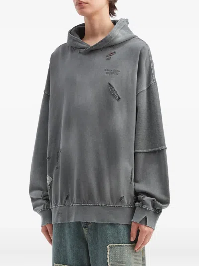 Musium Div. Distressed Panelled Hoodie In Gray