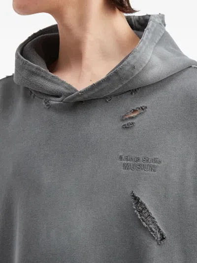 Musium Div. Distressed Panelled Hoodie In Gray