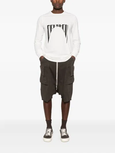 Rick Owens Drkshdw Graphic Long Sleeve Crew Neck T-shirt In White