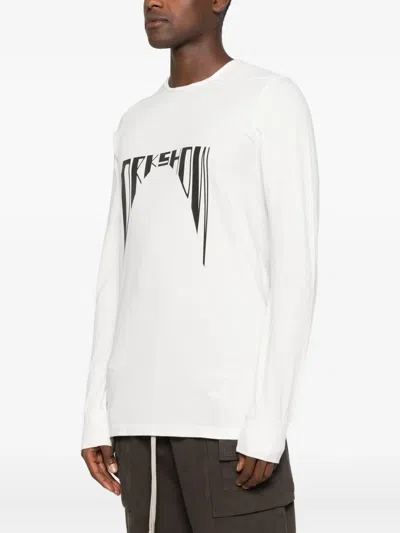 Rick Owens Drkshdw Graphic Long Sleeve Crew Neck T-shirt In White