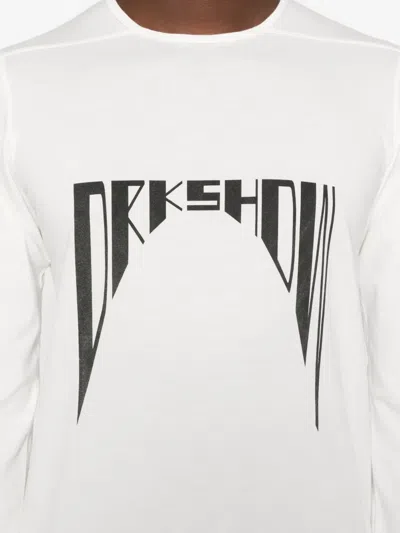 Rick Owens Drkshdw Graphic Long Sleeve Crew Neck T-shirt In White