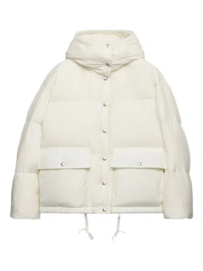 Prada Medium-weight Hooded Soft Fabric Down Jacket In White