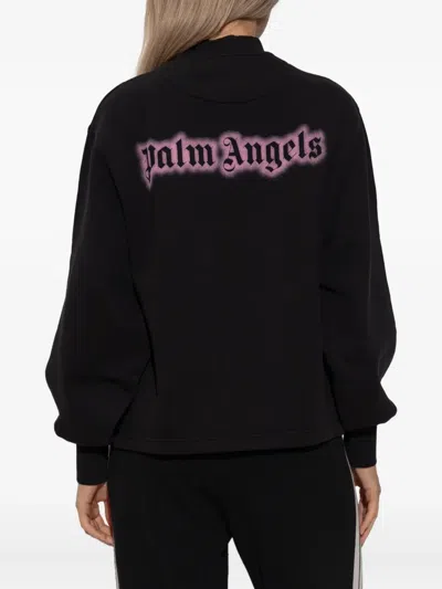Palm Angels Long Sleeve Mock Neck Knitwear Top In Black