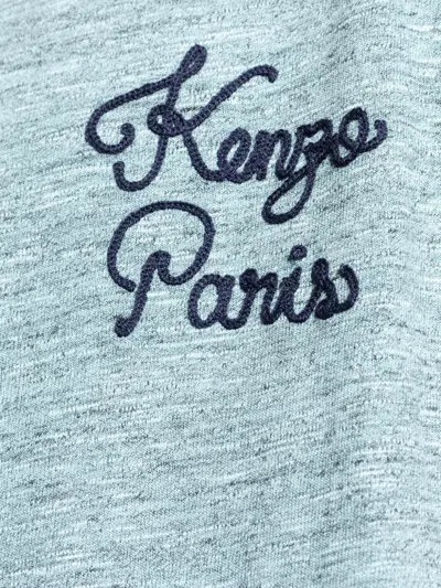 Kenzo Chainstitch Logo-embroidered T-shirt In Blue