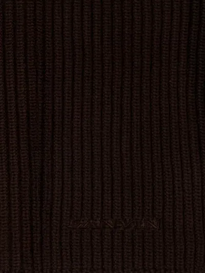 Lanvin Ribbed Wool Scarf In Brown