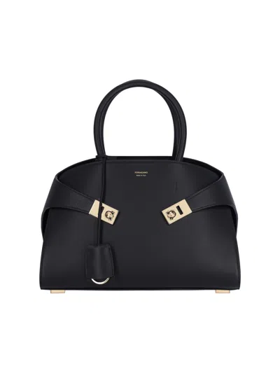 Ferragamo Hug Mini Handbag In Black