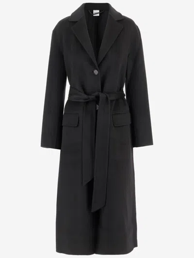 Aspesi Single-breasted Wool Coat In Black