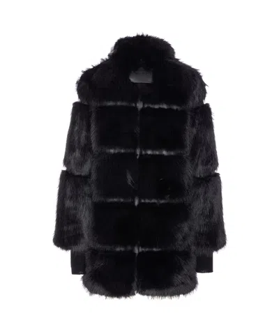 Patrizia Pepe Faux Fur Jacket In Black