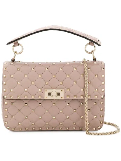 Valentino Medium Shoulder Bag Spike Rockstud In Neutral