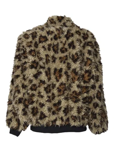 Msgm Plush Animal Print Coat With Structured Silhouette In Animal Print