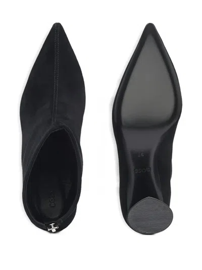 Hugo Boss Pointed Block-heel Boots In Black