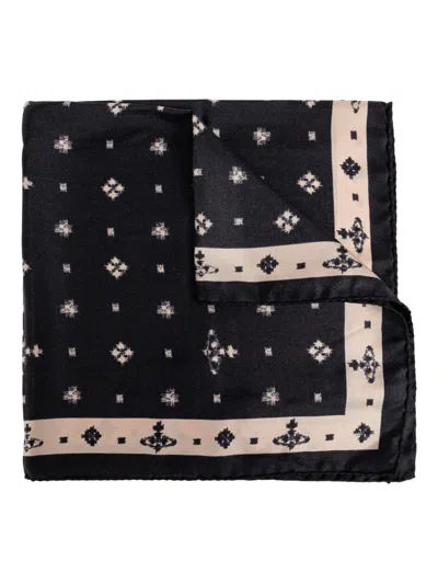 Vivienne Westwood Ikat Pocket Square Black Ikat Unisex In Multi