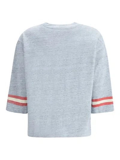 Ganni Graphic Print Top Striped Detail In Blue