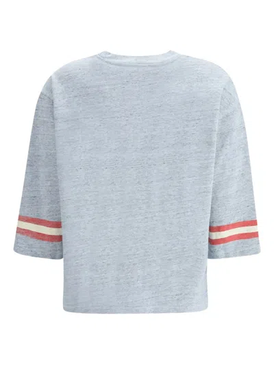 Ganni Graphic Print Top Striped Detail In Blue