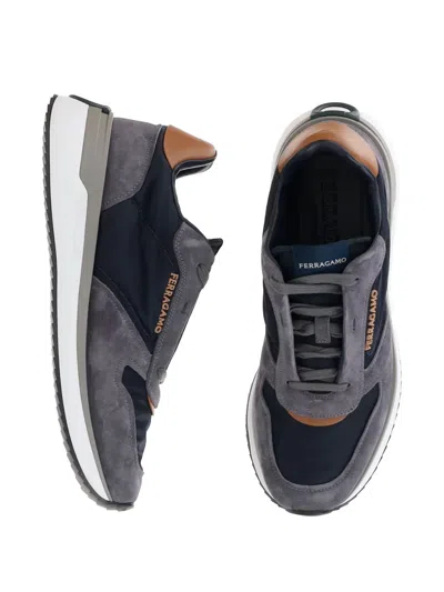 Ferragamo Suede Panelled Sneakers In Multi
