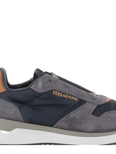 Ferragamo Suede Panelled Sneakers In Multi