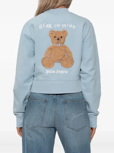 Palm Angels Mock-neck Long-sleeve Sweatshirt In Blue