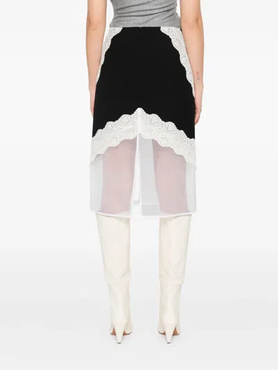 Jil Sander Lace And Organza Wool Skirt In Black