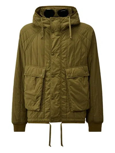 C.p. Company Hooded Quilted Jacket In Green