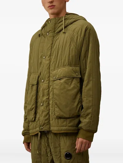 C.p. Company Hooded Quilted Jacket In Green