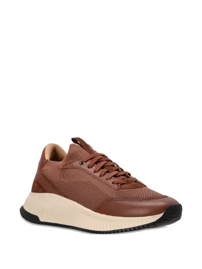 Hugo Boss Ttnm Evo Panelled Sneakers In Brown