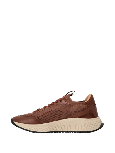 Hugo Boss Ttnm Evo Panelled Sneakers In Brown