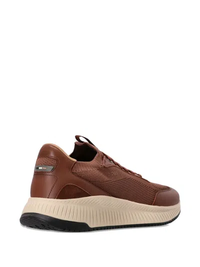 Hugo Boss Ttnm Evo Panelled Sneakers In Brown