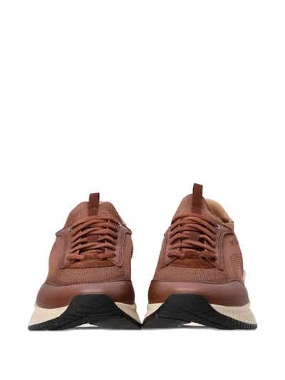 Hugo Boss Ttnm Evo Panelled Sneakers In Brown
