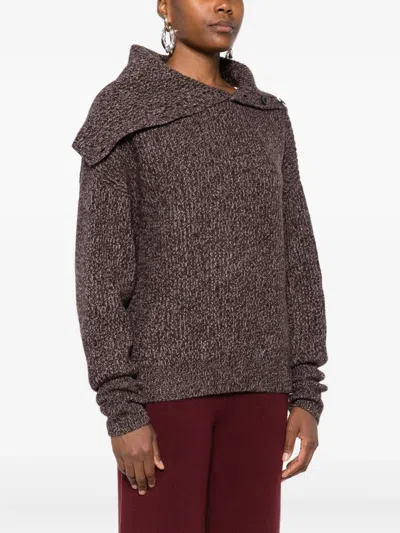 Eric Bompard Button-collar Sweater In Brown