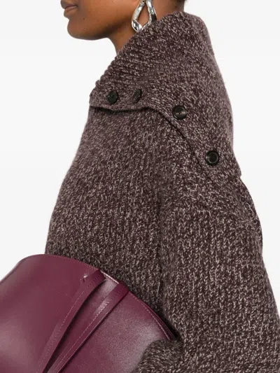 Eric Bompard Button-collar Sweater In Brown