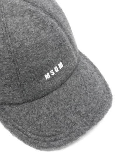 Msgm Logo-lettering Cap In Gray