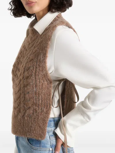 Manière De Voir Danya Cable Tie Knit Top In Brown