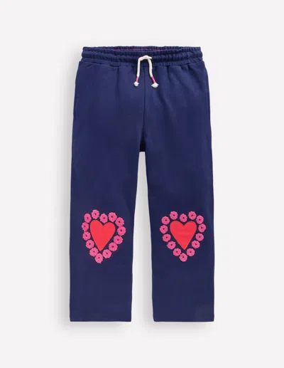 Boden Bobbie Appliqué Joggers College Navy Hearts  In Blue