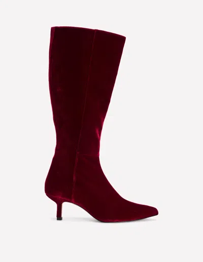 Boden Kitten Heel Knee High Boots Ruby Red  In Red