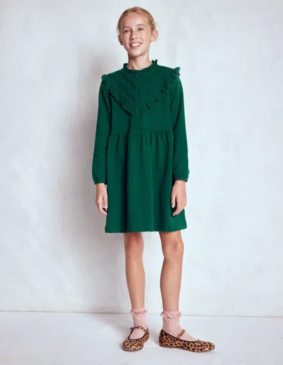 Boden Lace Trim Sweatshirt Dress Emerald Night  In Green