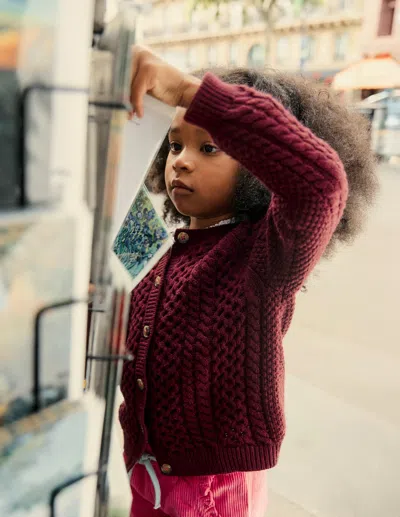 Boden Heritage Cable Cardigan Plum  In Purple