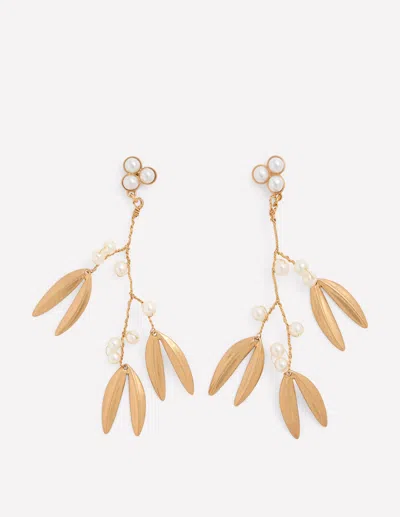 Boden Festive Metal Earrings Pearl  In Gold
