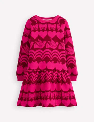 Boden Cosy Sweatshirt Dress Red Liquorice Festive Fun  In Red
