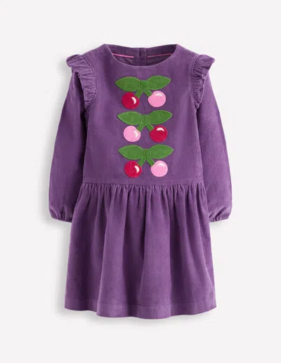 Boden Cord Logo Dress Mystic Purple Cherries  In Purple