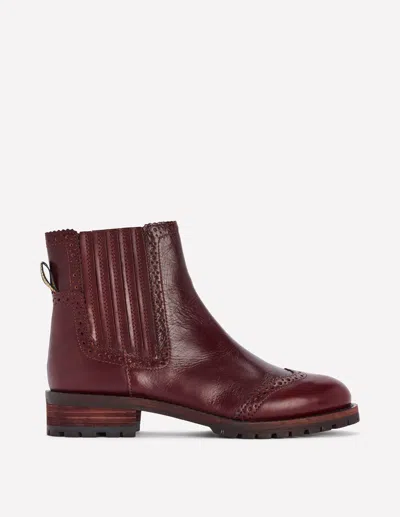 Boden Brogue Detail Chelsea Boots Oxblood  In Burgundy