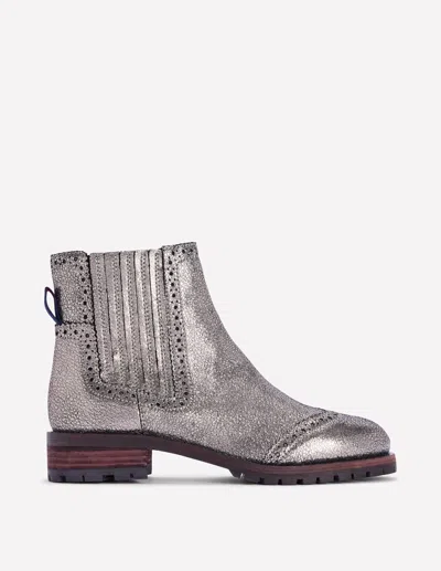 Boden Brogue Detail Chelsea Boots Silver  In Silver