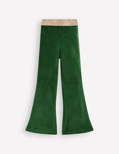 Boden Velvet Flared Leggings Pine Green  In Green