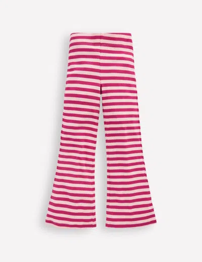 Boden Ribbed Flare Leggings Cherry Jam/chalk Pink Stripe  In Pink