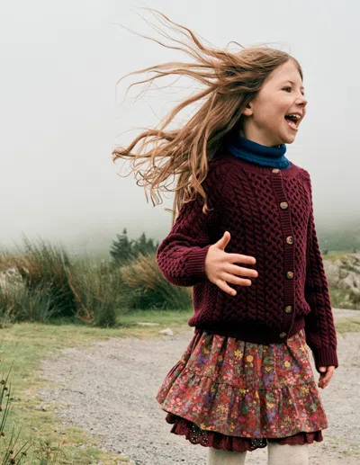Boden Printed Pull On Woven Skirt Chestnut Flower Meadow  In Burgundy
