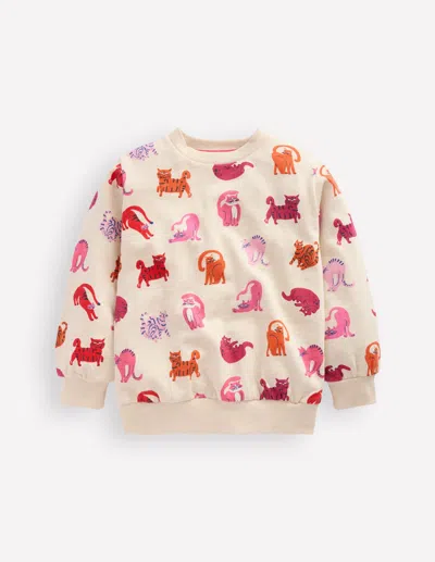 Boden Printed Sweatshirt Oatmeal Marl Cats  In Multi