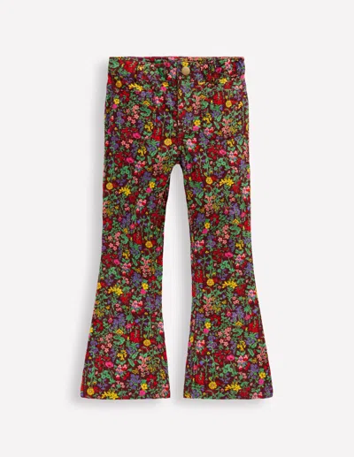 Boden Printed Kick Flare Trousers Chestnut Flower Meadow  In Multi