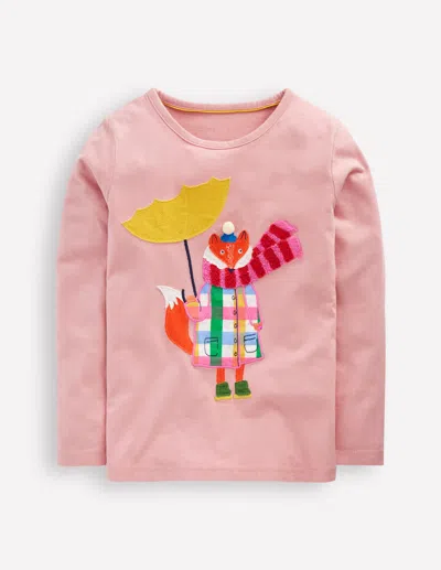 Boden Long Sleeve Appliqué T Shirt Vintage Pink Weather Fox  In Pink