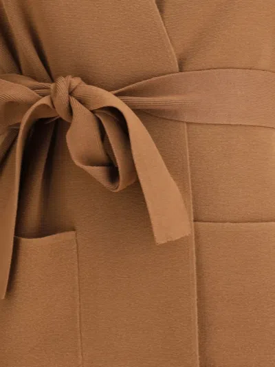 Max Mara Abete Knotted Patch-pocket Vest In Brown