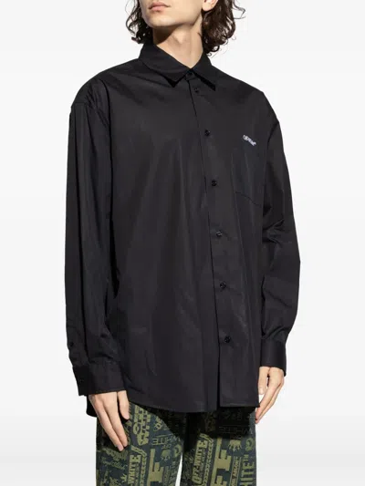 Off-white Graphic Print Shirt Chest Pocket In Black
